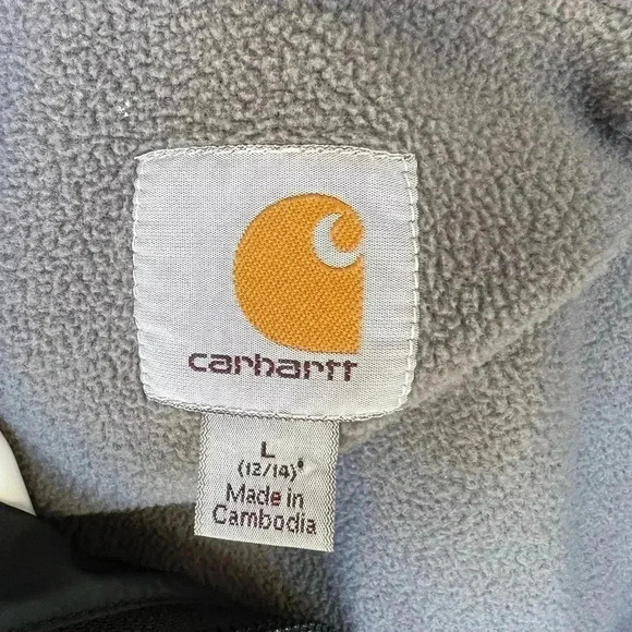 Carhartt Women’s Fleece Lined Hooded Full Zip Nylon Black Jacket Sz L - Picture 6 of 16